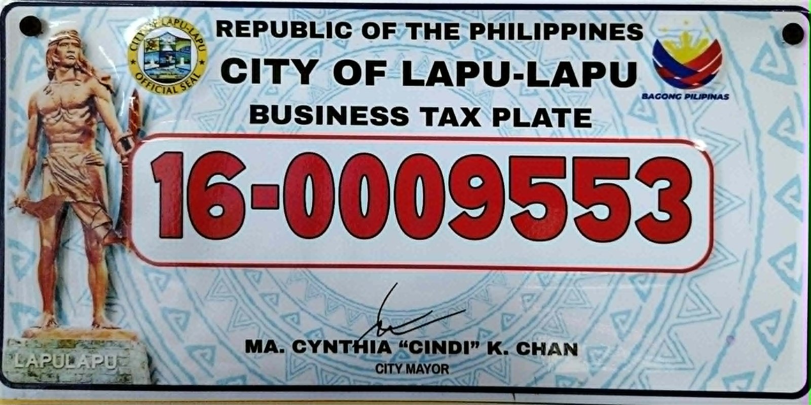 Lapu-Lapu City business tax plate